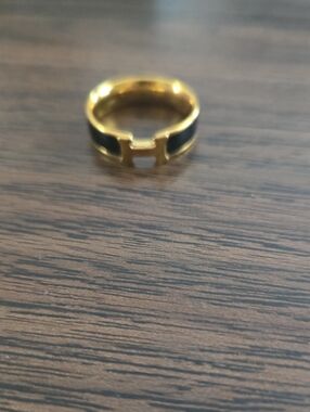 Gold and Black Unisex H Ring Band